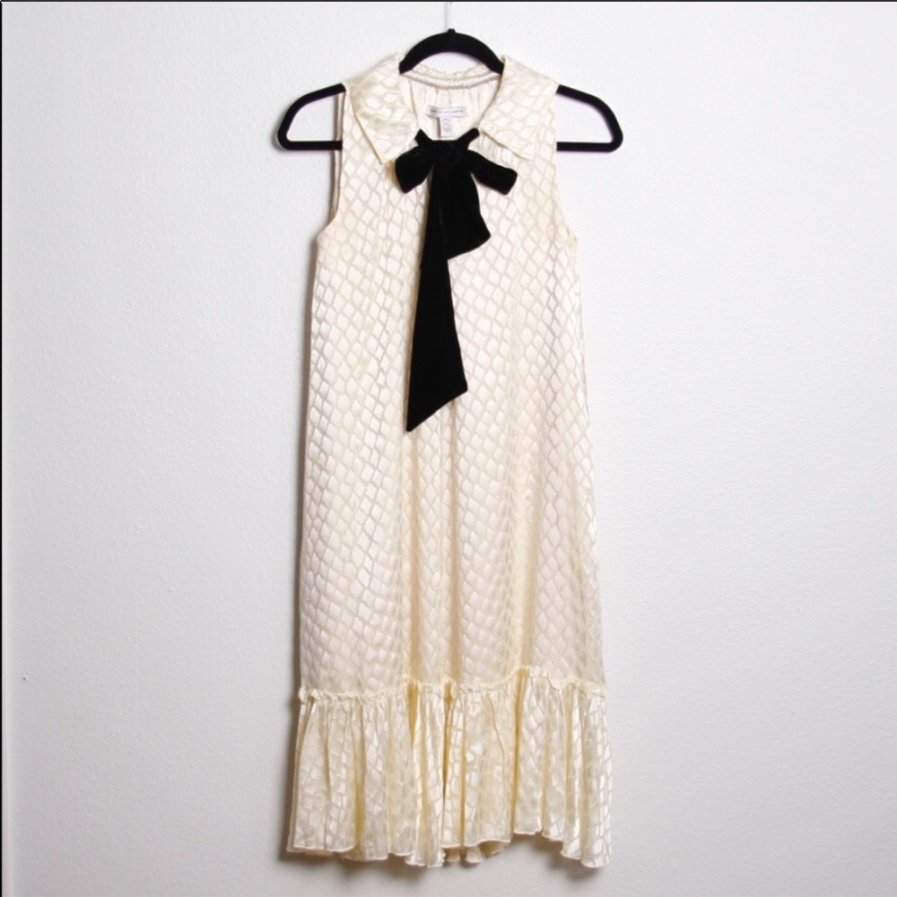 Diane Von Furstenberg Silk Midi Dress Velvet Tie
